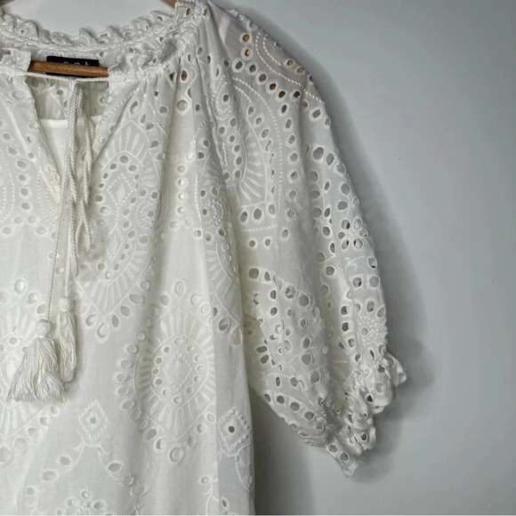 OPT Anthropologie One Pretty Time White Cotton Eyelet Midi Dress Size Small - Picture 6 of 13